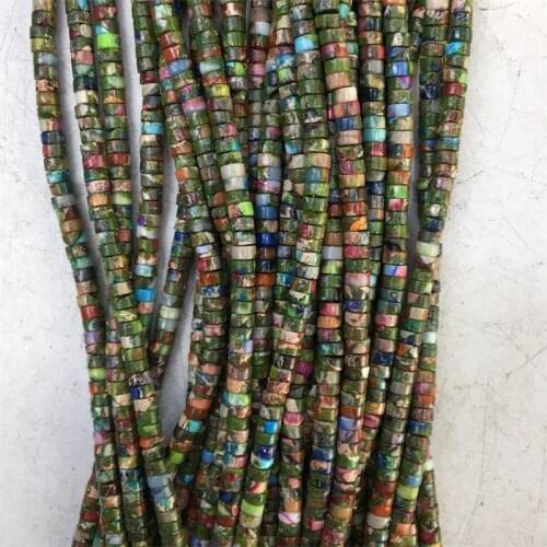 2*4MM Heishi Turquoise Sea Sediment Jasper Disc Gemstone Small Natural Stone Rondelle Seed Spacer Beads for Jewelry Bracelet Diy