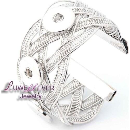 Hot Sale 3 Snaps Retro Exaggerated 18mm Snap Button Bracelet Bangle Interchangeable Charm Jewelry For Women Men gift