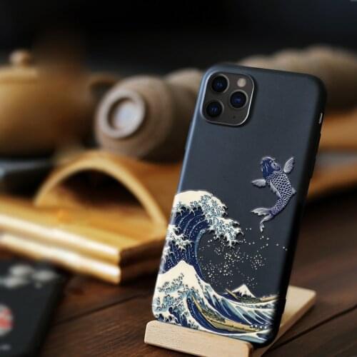 Couple Phone Cases For iPhone 12 Pro Max Case Cover Funda iphone 12 Mini Back Coque Cute 3D Emboss Wave Soft TPU Protective Capa