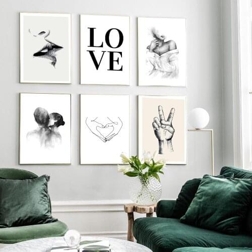 Black White Sexy Woman Shoulder Hand Canvas Painting Love Quotes Wall Art Poster Print Fashion Picture Couples Lovers Room Decor