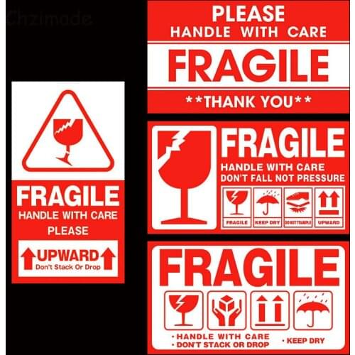 Chzimade 100Pcs Fragile Stickers Please Handle with Care Thank You Warning Label Adhesive Sticker Packaging Home Decoration