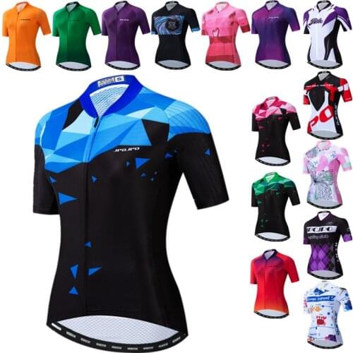 Weimostar Womens Cycling Jersey Short Sleeve Blue Bike Shirt Road Racing Bicycle Clothing Wear Breathable Cycling Clothes Ropa