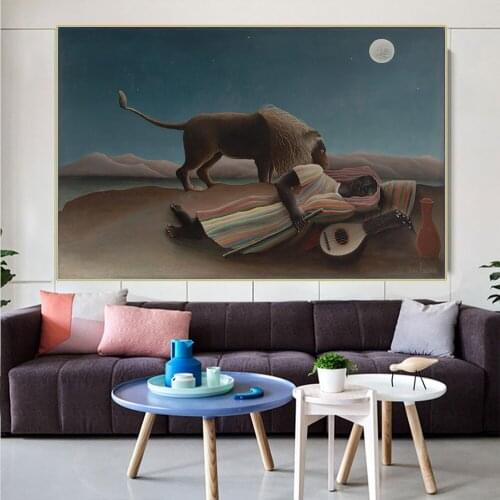Holover Henri Rousseau"The Sleeping Gypsy 1897"Canvas Oil Painting Poster Picture Famous Western Art Decor Home Wall Aesthetic