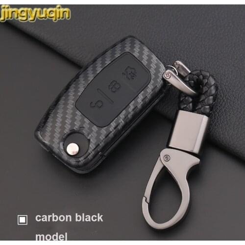 Jingyuqin Remote Car Key Carbon Fiber Case For Ford Focus Fiesta C Max Ka 3 Buttons Smart Fob