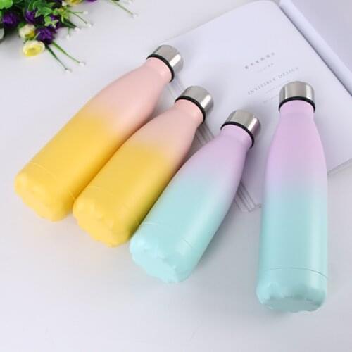 Cute water bottle 304 stainless steel cup water cup customized one-piece spray paint gradient coke bottle thermos tumblers