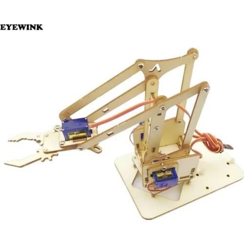 DIY Kit 4 DOF Robot Manipulator Arm Wooden Mechanical Arm Clamp Claw Kit Support Servo SG90 for Arduino Rpi Robotic Education