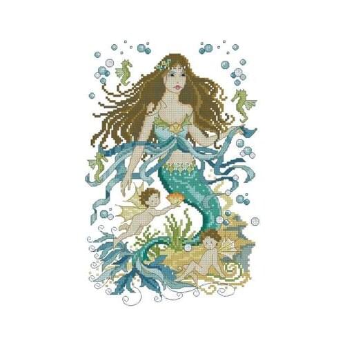 Embroidery Cross Stitch Kit Patterns 11CT 14CT Needlework DIY DMC Counted Cross Stitch Kits Portrait of the sea Mermaid