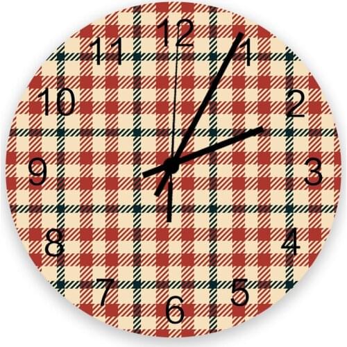Plaid Striped Simplicity 30cm Wooden Wall Clock Modern Design For Home Living Room Office Kitchen Wall Decor Hanging