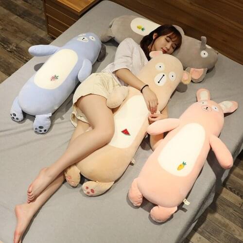 New Cartoon Cute&fat animal long pillow Plush toy soft stuffed cushion sleep playmate Child girl Lovely Birthday gift super soft