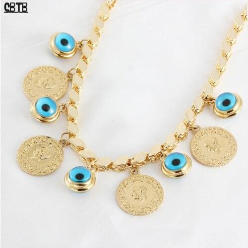 2021 New Luxury Fashion Jewelry Muslim Islamic Lady Coin Evil Eye Couple Charm Bracelet Wedding Gift Jewelry Wholesale