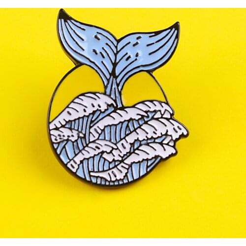 Ocean Sea Wave Brooches Whale Tail Badges on Backpack Pin Badges for Clothes Enamel Pins for Backpacks Badge Jewelry Accessories