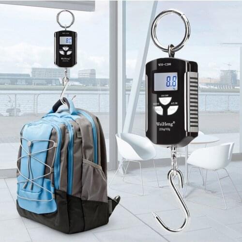 Industrial 200kg/100g Crane Scale Portable Hook Scale Electronic Weighing Balance kg, lb, jin Unit Heavy Duty Hanging Hook Scale