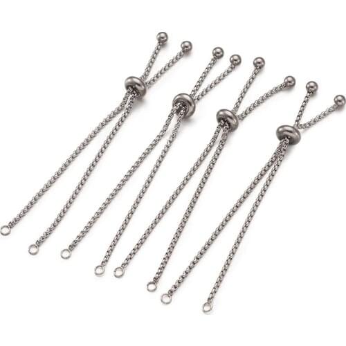 10pcs Adjustable Stainless Steel Bracelet Makings Slider Charm Bracelet Chain Links For Jewelry Making DIY Findings 9"(230mm)