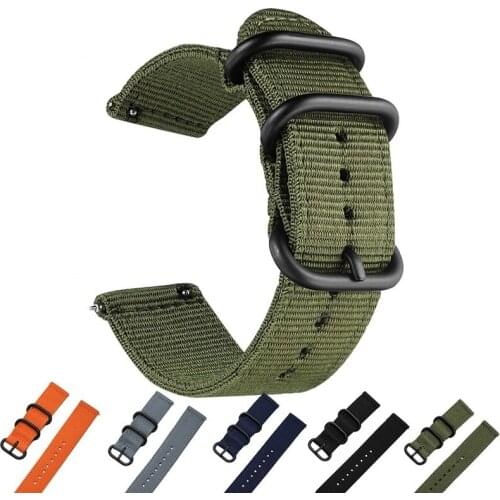 Fashion NATO Watch Band Nylon Strap Black 5 Rings Buckle 20mm 22mm 24mm Striped Simple Replacement Band Watch Accessories