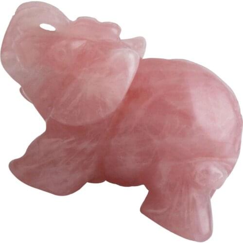 Pink Crystal Elephant Artware Decoration Animal Pocket Stone Statue Figurine Auspicious Crystal Jade Ornament Handicraft