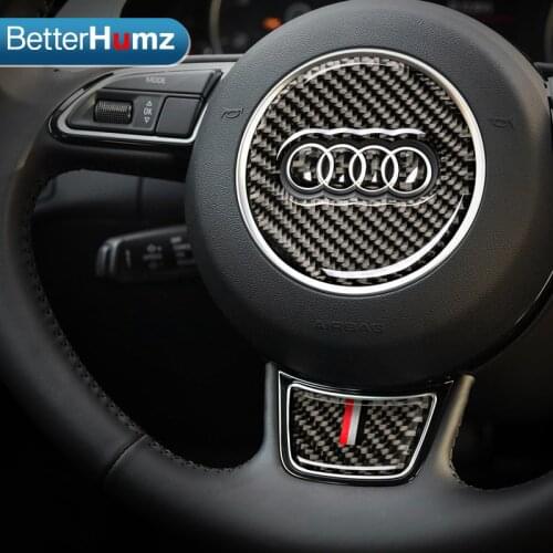 BETTERHUMZ Carbon Fiber Steering Wheel Sticker 3D Car Sticker For Audi A4 09-16 A5 A6 Q5 Car Interior Styling Accessories