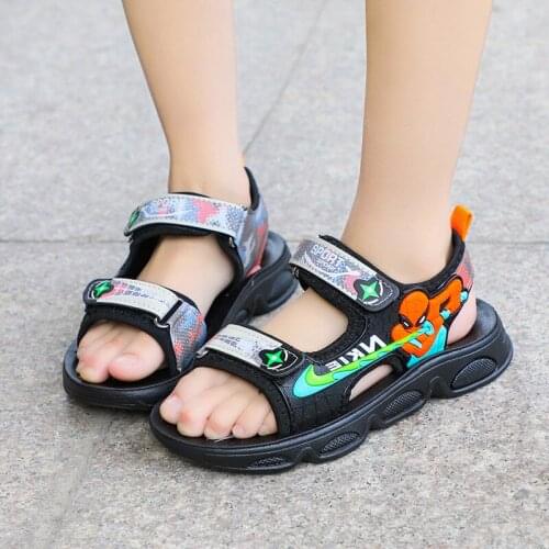 Summer Boys Sandals Spider-Man Big Kids Beach Shoes Student Casual Soft Sole Lightweight Open Toe Childrens Sandals size 26-37