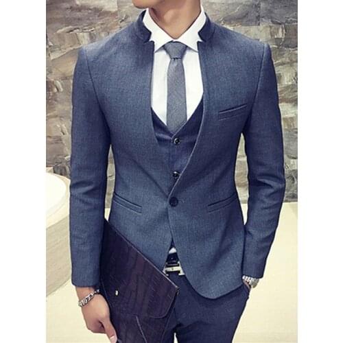 Grey Costume Homme Mens 3 Piece Set Wedding Party Fashion Gentleman Gtoom Suits Summer Blazers Masculino(Jacket+Pants+Vest)