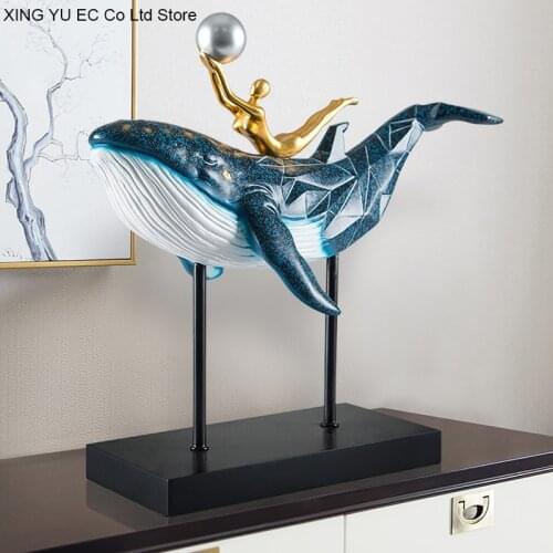Modern Home Decoration Whale Decoration Creative Abstract Character Desktop Decoration Resin Animal Living Room Furnishings