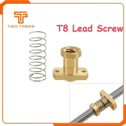 T8 Lead Screw Anti-Backlash Brass Nut /POM Nut For Upgrade Ender 3 CR-10/Tornado/Clone 3D Printer Anti-Backlash Spring Nut