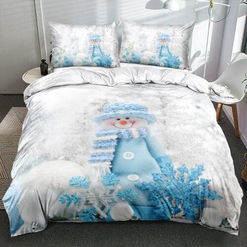 3D White Duvet Cover Set Bedding Sets Comforter Cases Pillow Covers Full Twin Double Size Custom Lovely Snowman Bedding Sets