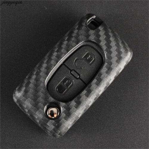 Carbon Fiber Silicone Key Case For Peugeot 207 307 308 407 408 Partner Citroen C3 C4 C5 C6 Berlingo Picasso Xsara Remote Car Key