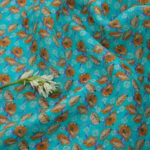 High quality pure ramie sewing fabric Lake blue fabric The summer dress clothing material