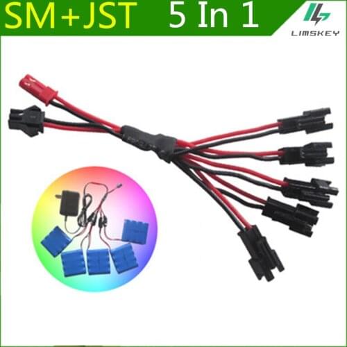 Lipo Battery Charging Cable SM plug 5 in 1 Charger cable For Difeida DFD F182 F183 H8C H8D Udi U12A Syma S033g rc toy