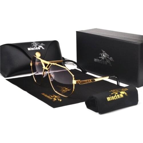 MINCL/ 2019 Oversize Square Sunglasses Women Fashion Flat Top Gradient Sun Glasses Men Rimless Large Frame with box FML