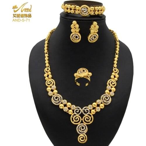 ANIID Ethiopian Bridal Jewelery Set Necklace For Womens Dubai Rings Jewelry Gold Earrings Wedding Gift Indian Accessorie Dubai