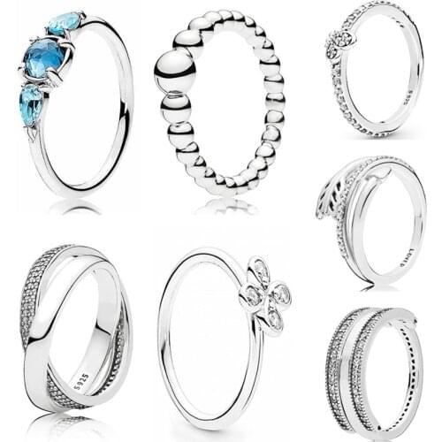 925 Sterling Silver Ring Reversible Hearts With Crystal Ring For Women Wedding Party Pandora Jewelry