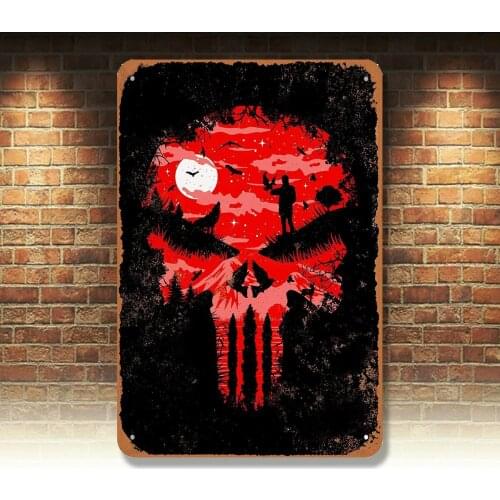 Keviewly Punisher Skull Nature Scape Inches Retro Metal Tin Sign - Vintage Art Poster Plaque