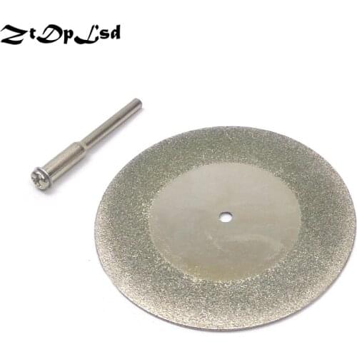 ZtDpLsd 1x 60mm Circular Diamond Wheel Saw Blade +1Pcs 3mm Shank Rod Rotary Accessory Cutting Disc Electric Abrasive Dremel Tool