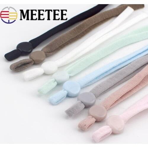 100pcs 5mm Elastic Bands Flat Silicone Buckle Button Adjustment Ear Rope Stretch Cords Rubber Tape DIY Sewing Accessories