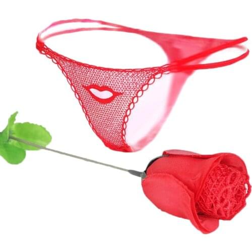 12pcs/lot Creative Rose G String Sexy Hollow Out Lady Thongs Red Lace T-back Low-Rise Women Underwear Panties 30