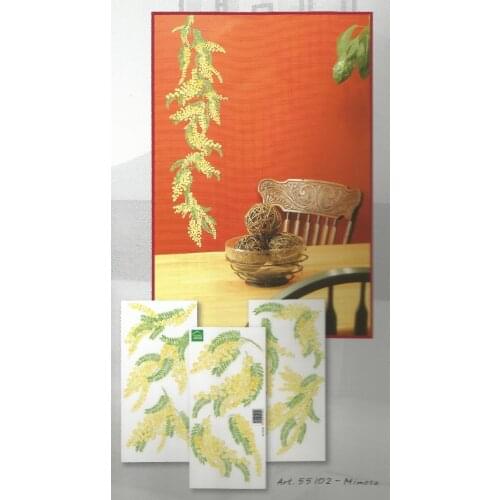 12 packs/box PVC MIMOSA floral sticker - DIY wall plate kitchen door cup vase tile accessory functional toy hobby living room