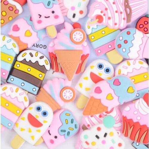 20pcs/pcs PVC Ice cream flat back Hair Accessories Gril Hair Bow Center Crafts Making Headwrap DIY