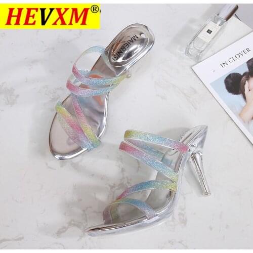 2021 Designer Crystal Sexy Womens Sandals Transparent High Heels Lady Clear Slippers Pumps Summer Shoes For Girls