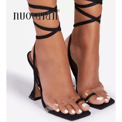 2021 Women shoes gladiator sandals 11.5cm high heels sandals summer party dress shoes cross strap lace-up pumps size 41 42