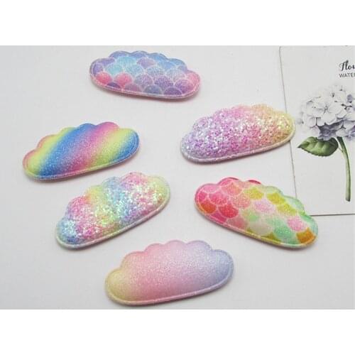 24pcs/lot 5.5cm Glitter Cloud Padded Appliques for DIY Clothes Sewing Supplies DIY Hair Bow Decoration