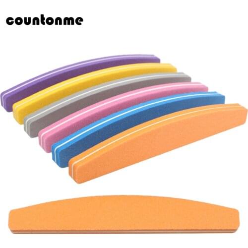 5x Nail Sponge Sandpaper File Buffs For Nail Moon Design 100/180 Sanding Foam Emery Board Nail Files Polisher Buffer Mix Color