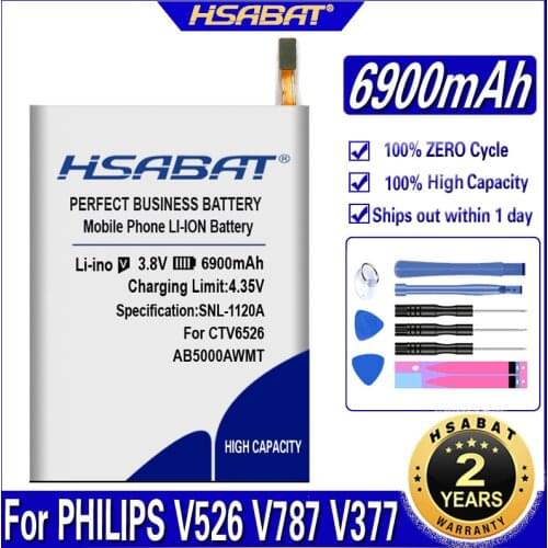 HSABAT AB5000AWMT 6900mAh Battery for PHILIPS V526 V787 V377 For Xenium CTV526