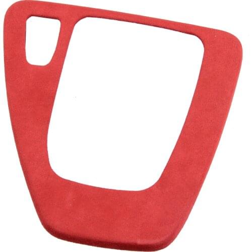 Beler Alcantara Suede Gear Shift Panel Cover Trim Frame Fit For BMW 3 Series E90 E92 E93 2005-2012 Left Hand Drive Red