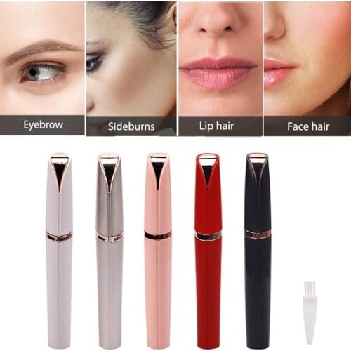 Painless Eyebrow Trimmer Hair Removal Pens Shaver Machine Hair Shave Mini Cutting Battery Epilator Facial Hair Portable Woman