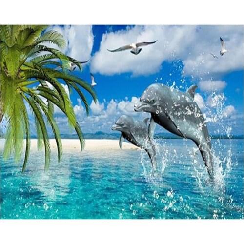 Diy 5d diamond painting Diamond embroidery dolphins diamond cross stitch crystal square diamond painting christmas decorative
