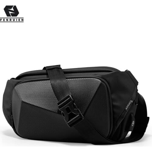 Fenruien Multifunction Crossbody Bags USB Charging Shoulder Bags for Men Anti-Theft Waterproof Short Trip Chest Bag 2020 New