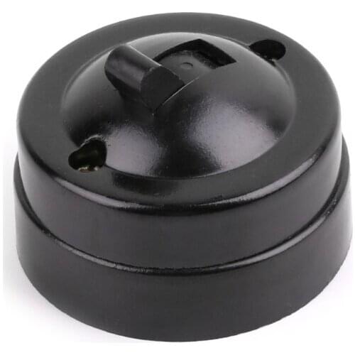 1pcs Retro Buttons Switch Photoelectric Light Switch Flat Circular Surface Mounted,Single Control Table Lamp Switch 6A