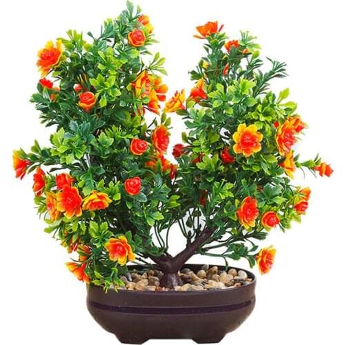 AsyPets Artificial Plant Bonsai Fake Flower Potted for Indoor Living Room Decoration