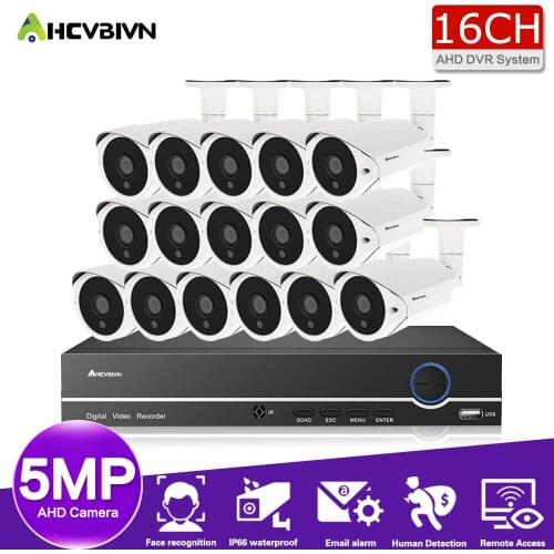 CCTV Camera Security System 16CH DVR NVR Video Surveillance System 5MP AHD Outdoor Weatherproof CCTV Camera System Night Vision
