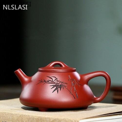 Chinese Yixing tea pot purple clay Stone scoop teapot Handmade beauty kettle Tea set Customized gifts Authentic 190ml